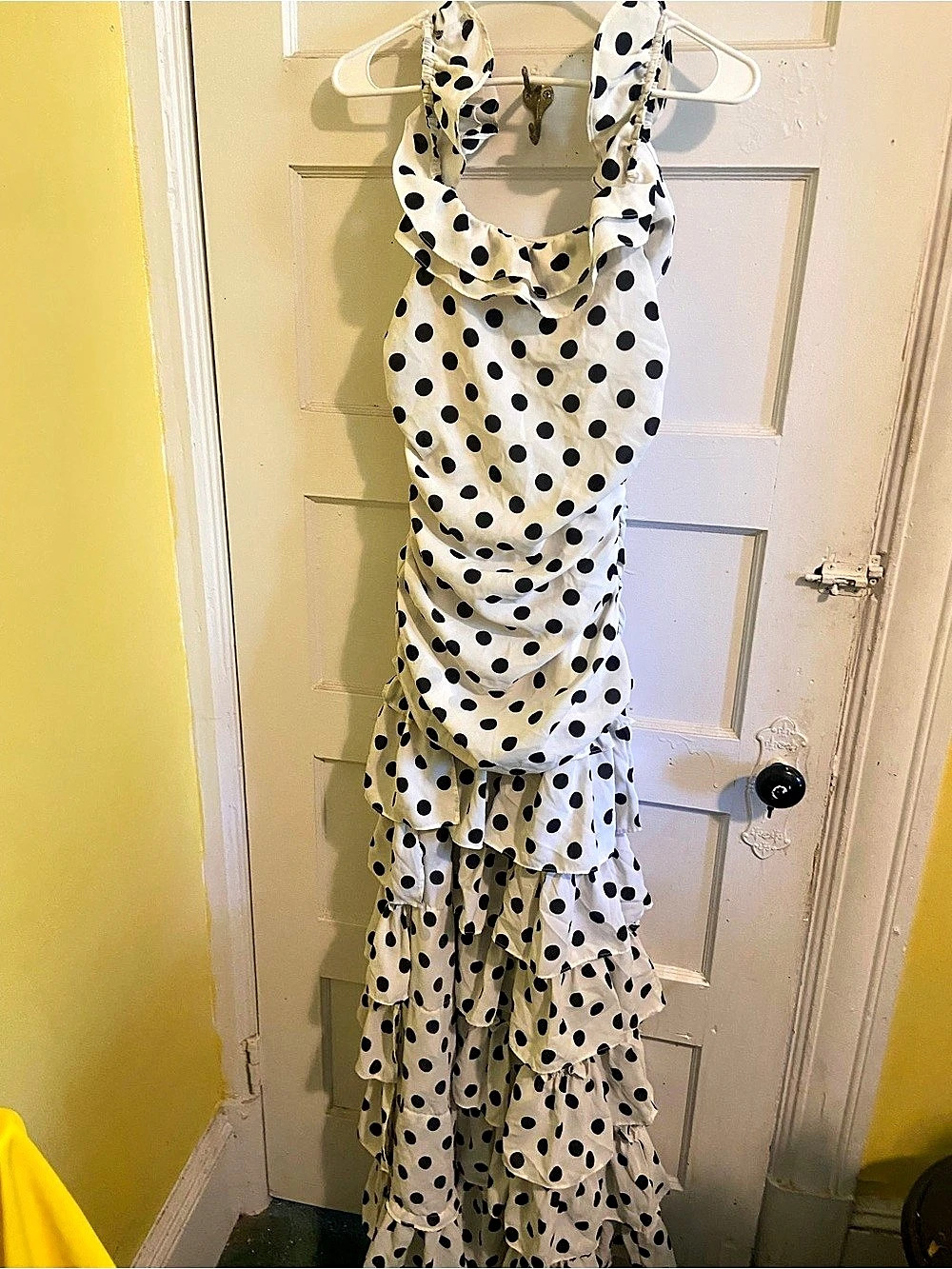 Fashion Nova Polka Dot Ruffle Maxi Dress Like New
